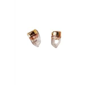 NEW JAXKELLY gold dip earrings in clear quartz point